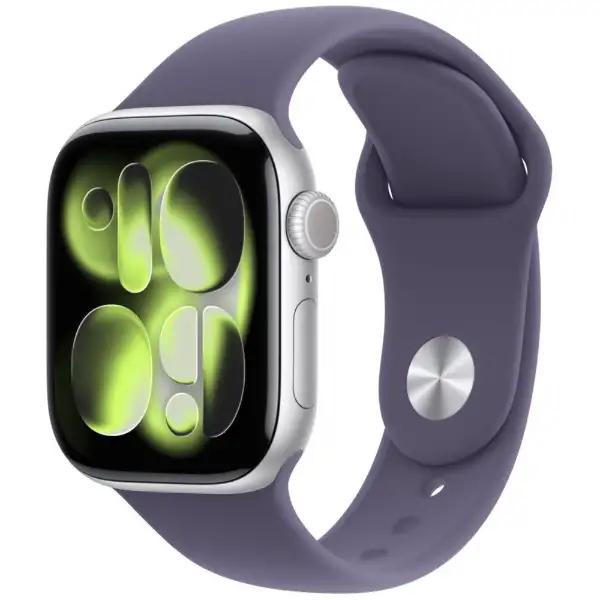 Apple Watch Series 11(GPSモデル)- 42mmシルバーアルミニウムケースとパープルフォグスポーツバンド - S/M MEU64J/A